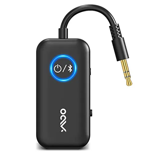 YMOO Bluetooth Sender Adapter für TV und Kopfhörer - Bluetooth Audio Transmitter & Empfänger mit 3,5mm Klinke und aptX geringer Latenz, ideal für gleichzeitige Verbindung von 2 Geräten, perfekt für Filmabende und Musikgenuss.