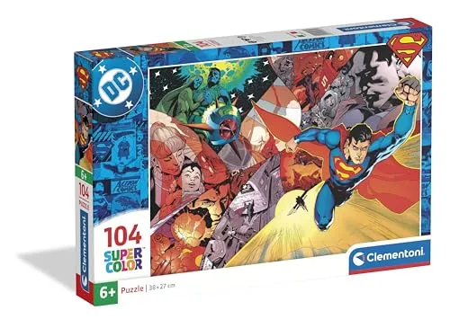 Clementoni 25074 Superman – Puzzle 104 Teile, Superhelden-Motiv für Kinder ab 6 Jahren
