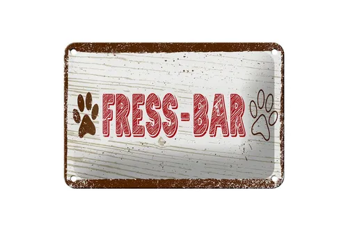 Blechschild Hinweis 18x12 cm Fress-Bar Hund Deko Schild