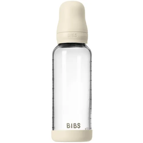 BIBS Baby Glass Bottle Round Latex Antikolikflasche Ivory 240 ml