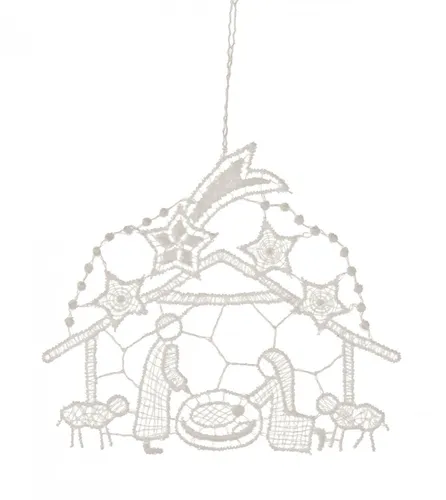 Baumbehang Joseph und Maria Plauener Spitze NEU 7x7x0,1cm Krippenpaar Christbaum