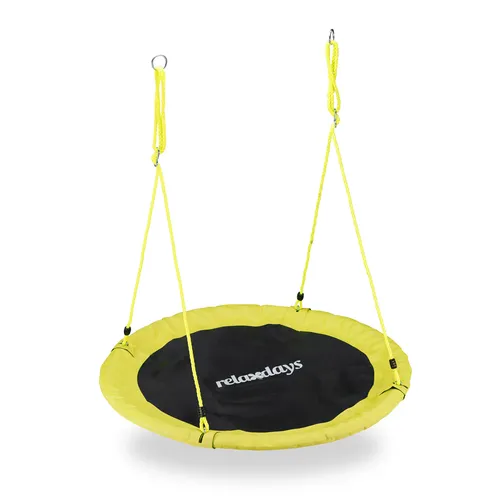 Relaxdays Gelbe Nestschaukel für Kinder und Erwachsene, Ø 110 cm - Hängesessel: Die vielseitige Outdoor Schaukel bietet Komfort und Spielspaß für Kinder ab 3 Jahren bis 100 kg. Perfekt für Garten, Terrasse und Camping!