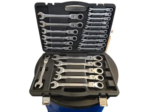 Stahl-Faust Ratschenschlüssel Ringmaul Ratschen Schlüssel Satz mit Gelenk 6-32mm 22-tlg.