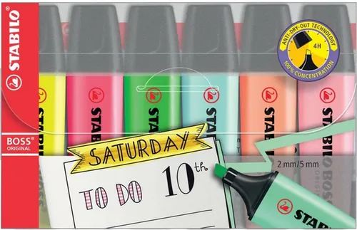 STABILO BOSS ORIGINAL Textmarker 6er Etui gelb, pink, grün, türkis, creme, rosa