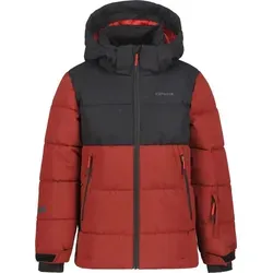 Icepeak Louin Winterjacke für Kinder mit Kapuze und Schneefang, schwarz-rot, Größe 140 - Die Icepeak Louin Winterjacke für Kinder bietet dank ihrer isolierenden Füllung und der wind- sowie wasserdichten Membran optimalen Schutz bei kaltem Wetter. Mit praktischen Features wie abnehmbarer Kapuze und Schneefang ideal für Winterabenteuer.