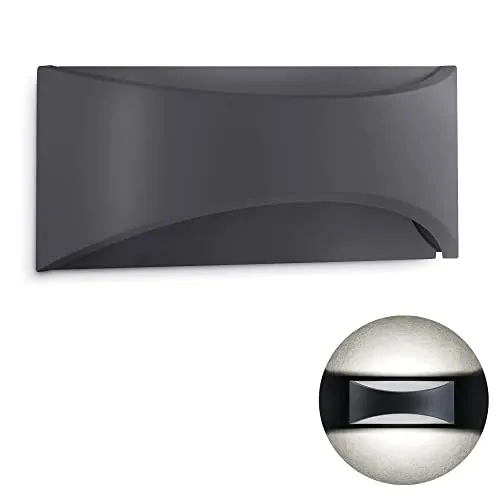 SSC-LUXon JAGEO Up Down Wandlampe für Außen IP54 mit indirektem & neutralweißem LED Licht 230V - Outdoor Lampe Wand in grau 8W