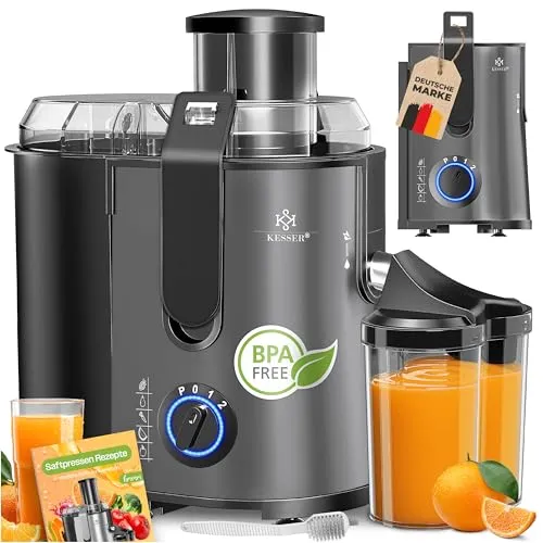 KESSER Edelstahl Slow Juicer 1100 W – Leistungsstarker Entsafter für Obst & Gemüse