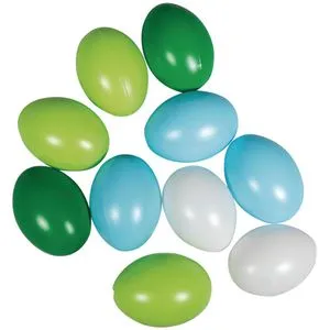 Rayher Osterdeko 3906012, blau / grün, 10 Stück, Ostereier zum Aufhängen aus Kunststoff, 6 cm
