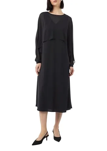 Comma Langes Chiffon-Kleid mit raffiniertem Layering