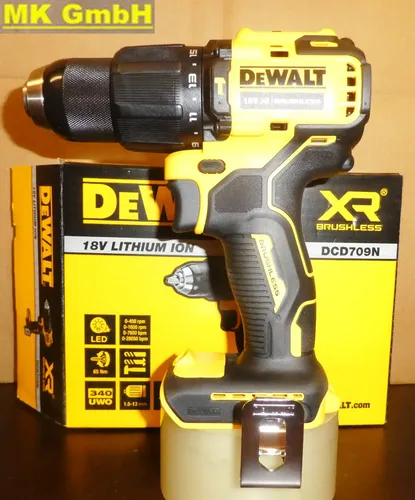 DEWALT DCD709D2T-QW - Akku-Schlagbohrschrauber 18V, kompakt und leistungsstark mit bürstenlosem Motor für lange Lebensdauer
