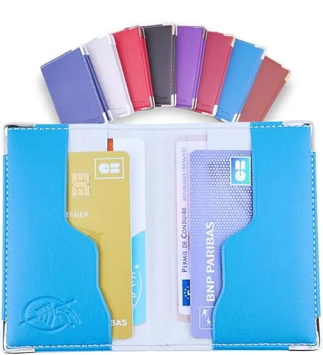 Kartenetui RFID Blocker Checkkartenetui Klein Kreditkartenetui Für Herren & Damen – 4 Kartensteckplatz Kartenetui Blocker Mit Schutz Für Bankkarten, Kreditkarten Hülle Metall-Ecken (Petrole Blue)