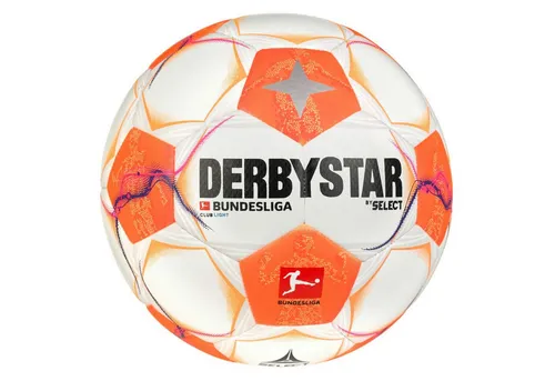 Derbystar Bundesliga Club Light v24 - Hochwertiger Trainingsball - Trainingsbälle für Fußball, bietet Bewegungsfreiheit und Komfort durch atmungsaktives Material.