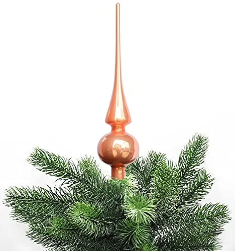 JACK Christbaumspitze Echt Glas 26 x 6 cm Matt Glanz Weihnachtsbaum Spitze Baumspitze Christbaumschmuck Deko, Farbe:Coral Pink Glanz