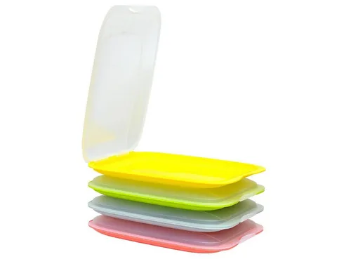 Engelland Frischhaltedose Aufschnittdosen, Aufschnittbox, PP-Kunststoff, BPA-frei, (Vorteils-Set, 4-tlg., mit transparentem Deckel), stapelbar, platzsparend, Ordnung im Kühlschrank, Organizer, Stapelbox