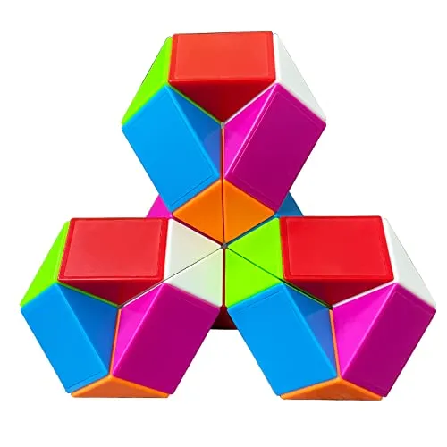 EACHHAHA 24 Blöcke Magic Snake Magische Schlange Spielzeug Snake Puzzle magischer Schlangenwürfel für Kinder und Erwachsene-mitgebsel Kindergeburtstag(Regenbogen*1)