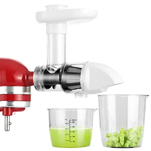 Gdrtwwh Entsafter Aufsatz für KitchenAid Ständermixer, Slow Juicer Zitrussaftpresse Zubehör, Kau-Entsafter für Gemüse und Obst (Weiß)