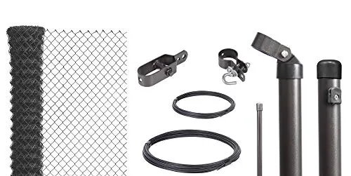 Alberts 635152 Maschendrahtzaun-Komplettset 100m - Maschendrahtzaun-Komplettset zum Einbetonieren, anthrazit-metallic, 125 cm hoch, robust und langlebig, ideal für Sicherheit und Sichtschutz im Garten.