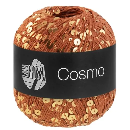 LANA GROSSA Cosmo | Beilaufgarn aus Baumwolle mit großen und kleinen Pailletten | Handstrickgarn aus 100% Baumwolle | 100g Wolle zum Stricken & Häkeln | 260m GarnFB 8