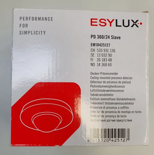 ESYLUX PD 360/24 Slave Präsenzmelder - Energie sparen mit dem ESYLUX PD 360/24 Slave Präsenzmelder, ideal zur Erweiterung des Erfassungsbereichs bis 24 m. Perfekt für Deckenmontage in großen Höhen wie Sport- und Lagerhallen.