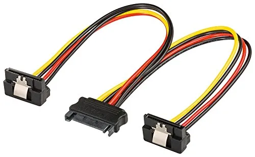 goobay 95115 Elektrisches Kabel/Adapter PC y, SATA 1 x Stecker auf 2 x Buchse 90 °, 0,2 m Länge