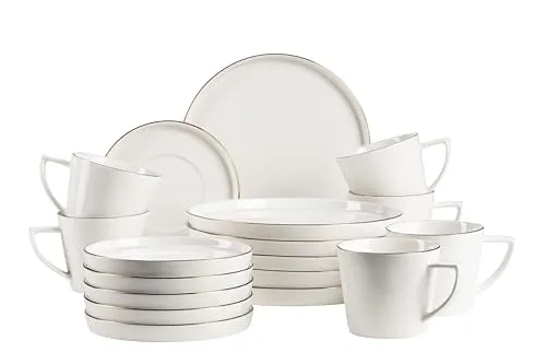 MÄSER Kaffeeservice SITA, 18-tlg. für 6 Personen - Elegantes Porzellan-Kaffeeservice in Gold und Weiß, spülmaschinengeeignet und ideal für besondere Anlässe oder den Alltag.