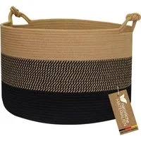HMF Aufbewahrungskorb mit Glücksknoten-Griffen - Dekokörbe aus hochwertiger Baumwolle, ideal für Ordnung und Stauraum, mit 70 Litern Kapazität und elegantem Boho-Design.