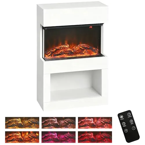 HOMCOM Elektrokamin mit Heizung und LED Flammeneffekt