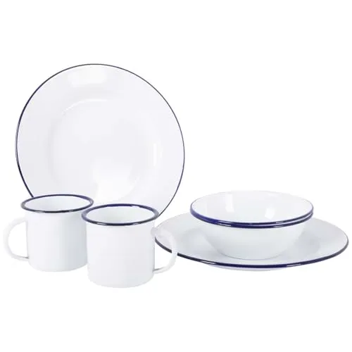 Produktbild Bo-Camp Emaille Geschirr-Set 6-teilig in Weiß/Blau