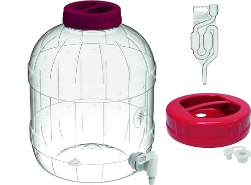 10L Gärballon Kunststoff (PET) mit Zapfhahn - Gärbehälter für die Heimbrauerei, sicher und nichtsplitterndes Material, ideal zum einfachen Ausgießen von hausgemachten Getränken.