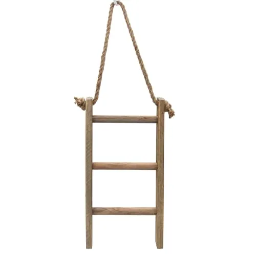 Spetebo Holz Dekoleiter mit 3 Sprossen Landhaus Design - 40 x 20 cm - Mini Holzleiter Natur zum Hängen oder Hinstellen - Miniatur Leiter Vintage Boho Scandi Wand Deko Ständer