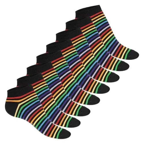 Footstar 8 PAAR Motiv Sneaker Socken Kurze süße Söckchen - Stripe Mix 39-42