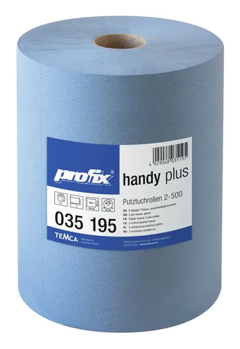 Profix Handy Plus Putztuch 500 Stück, blau - Reinigungstücher · 2-lagig, perforiert und nassfest für optimale Saugkraft und Reißfestigkeit, ideal für professionelle Anwendungen.