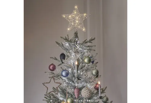 Lights4fun LED Stern LED-Stern Weihnachtsbaumspitze silber in silber von Lights4fun