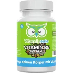 Vitamineule Vitamin B5 Kapseln - 250 mg Pantothensäure - Vitamine - 100% vegane Kapseln zur Unterstützung des Energiestoffwechsels, hergestellt in Deutschland und ohne künstliche Zusatzstoffe.