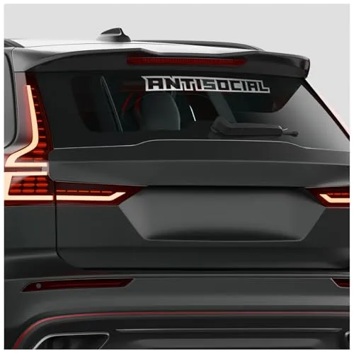 Finest Folia Frontscheibenaufkleber Antisocial Schriftzug für Auto Frontscheibe Aufkleber Heckscheibe Windschutzscheibe Sticker Tuning Fahrzeug Dekor FS146 (Silber, Außenklebend)