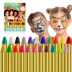 Kinderschminke Set - Gesichtsfarbe & Schminkstifte für kreative Verkleidungen - Kreatives Schminkset mit 22 lebendigen Farben für Halloween, Fasching und mehr. Ungiftige, hochwertige Inhaltsstoffe für sicheres Spielen und einfaches Entfernen mit mildem Make-up-Entferner.