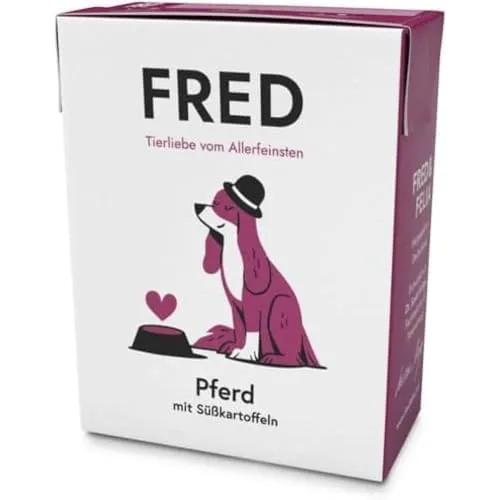 FRED Nassfutter Hund mit Pferd und Süßkartoffeln – Monoprotein – 48 % Pferdefleisch – Getreidefrei – 190g Tetra Pak