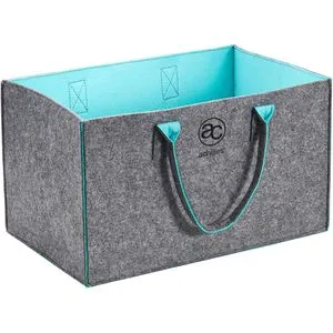 achilles Einkaufskorb AD324gre Filz-Korb, faltbar, grau / mint, 40 x 25 x 23cm