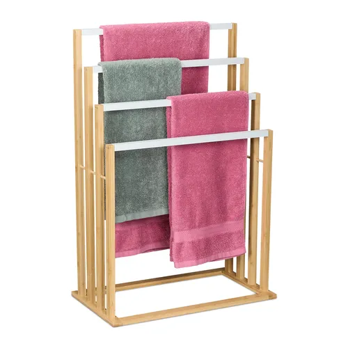 Relaxdays Handtuchhalter aus Bambus mit 4 Stangen in braun von Relaxdays