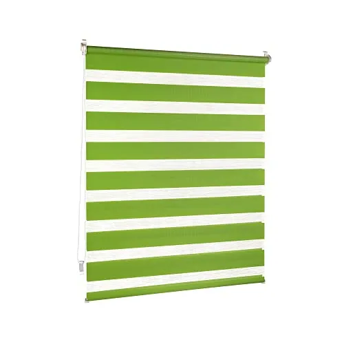 Victoria M. Doppelrollo Klemmfix ohne Bohren, 100 x 230cm (BxH) Grün, Rollo Fensterrollo lichtdurchlässig & verdunkelnd,Duo-Rollo Klemmmontage Zebrarollo für Fenster & Türen