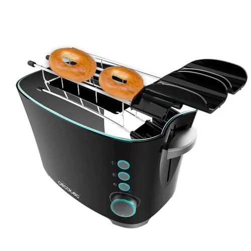 Cecotec Toaster Toast Taste Double B - 650W Doppel-Schlitz Toaster für 2 Toasts, automatische Abschaltung und Edelstahl-Finish mit 7 Bräunungspositionen