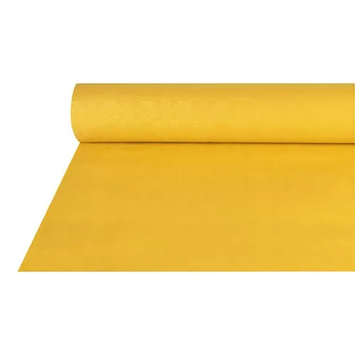 PAPSTAR Damasttischtuch 50 m x 1 m gelb - Küchentextilien, elegantes gelbes Damasttischtuch aus hochwertigem Papier, ideal für festliche Anlässe und eine stilvolle Tischdekoration.