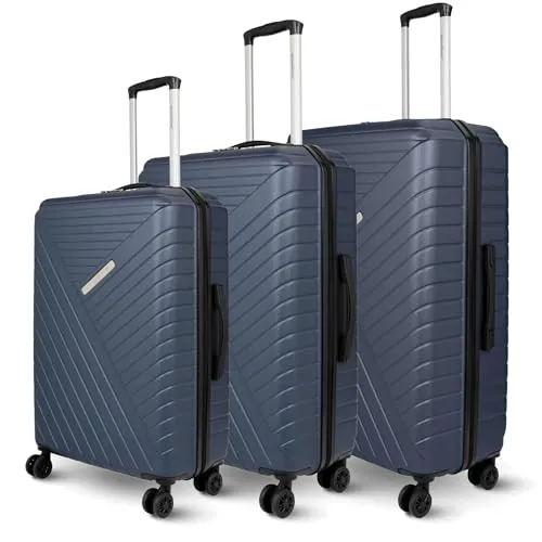 deluxe4home® 3 TLG. Hartschalenkofferset Dunkelblau - Koffer Set aus robuster ABS-Hartschale mit 4 Rollen, integrierten Zahlenschloss und durchdachter Innenaufteilung für stressfreies Reisen.