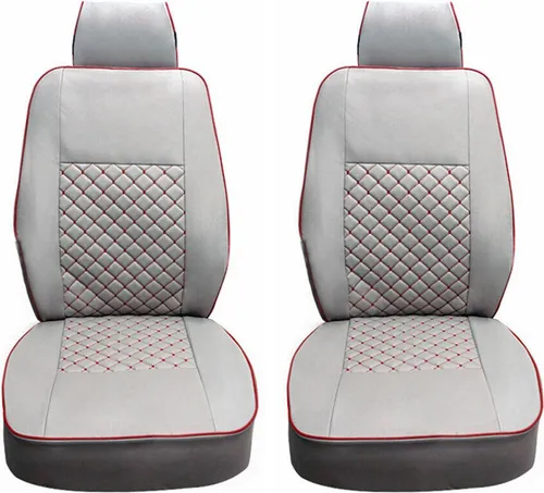 OMAC Autositzbezug für VW Transporter T4 1990-2003 - 2-teiliges Set aus atmungsaktivem Kunstleder in Grau-Rot, einfache Montage und Soft-Touch-Oberfläche für optimalen Komfort im Kfz.
