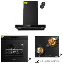 KB ELEMENTS Herdset mit Induktionskochfeld und Dunstabzugshaube 60cm - Modernes Herdset von KB ELEMENTS: Induktionskochfeld, Einbaubackofen mit 15 Funktionen und elegante Dunstabzugshaube. Effiziente Leistung und stilvolles Design für Ihre Küche.