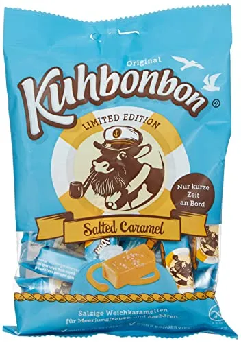 Kuhbonbon Salted Caramel 175g – weiche Karamellbonbons aus süßem Karamell, zartschmelzende Toffee-Bonbons aus guter Butter, Milch und Salz, glutenfrei, 175 gr