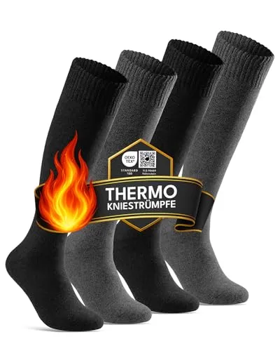 sockenkauf24 Herren THERMO Kniestrümpfe 4 Paar