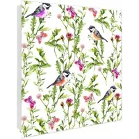 Banjado Großer Schlüsselkasten Glas 30x30cm Weiß Scharnier Links 50 Haken Beschreibbar Magnetisch Motiv Meisen Im Klee