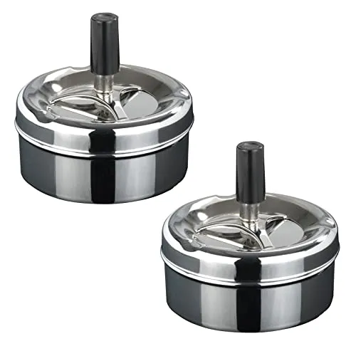 2x Drehaschenbecher Edelstahl Aschenbecher Ascher Drehascher Tischaschenbecher