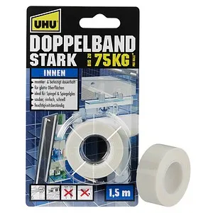 UHU STARK INNEN 75KG doppelseitiges Klebeband 19,0 mm x 1,5 m, 1 Rolle